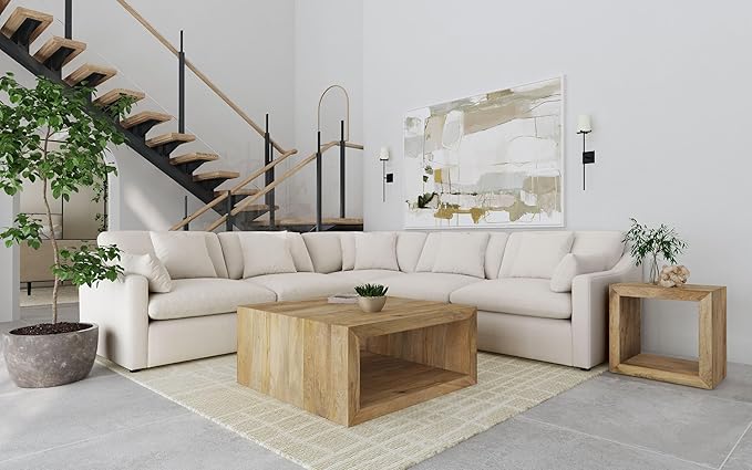 Coaster Home Furnishings - Hobson - 5-Piece Upholstered Modular Sectional Sofa with Accent Pillows and Sloped Track Armrests - Living Room - Ivory - 551451-SETA