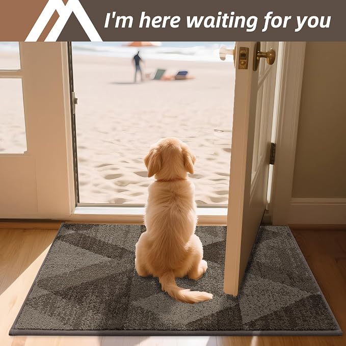 COSY HOMEER Entryway Rugs Doormat 20"x32", Non-Slip Absorbent Polyester, Washable Rugs for Front Door, Dirty Paws & High Traffic Areas, Brown - Image 9