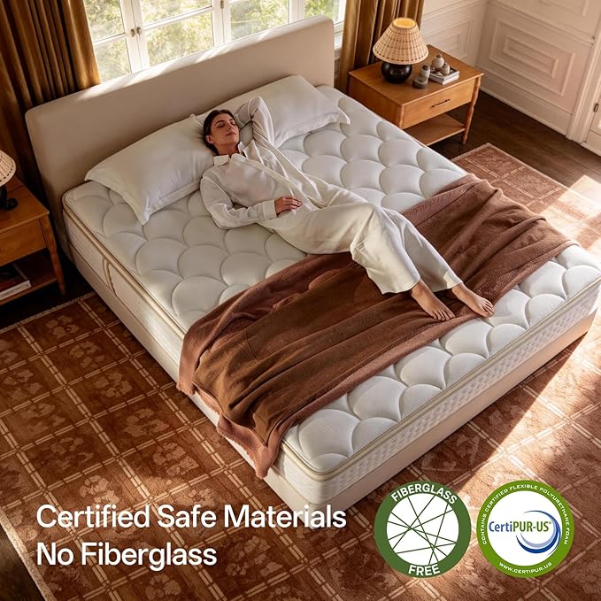 COMFBOX Queen Size Hybrid Mattress in a Box, 12 Inch, Cooling Gel Memory Foam and Pocket Springs, Medium Firm, Pressure Relief (Queen, 12, 12, Inches)