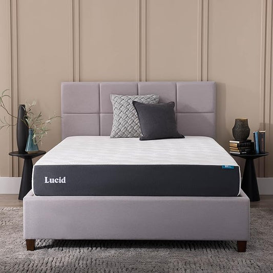Lucid 10 Inch Memory Foam Mattress - Plush Feel - Infused with Refreshing Bamboo Charcoal and Cooling Gel - Bed in a Box - Temperature Regulating - Pressure Relief - Breathable - King Size
