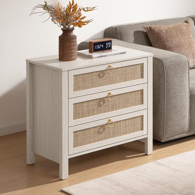 SICOTAS Nightstand Set of 2 with Drawers, Rattan Nightstands, Large Modern Boho Night Stand Wide Bedside Tables for Bedroom - Image 7