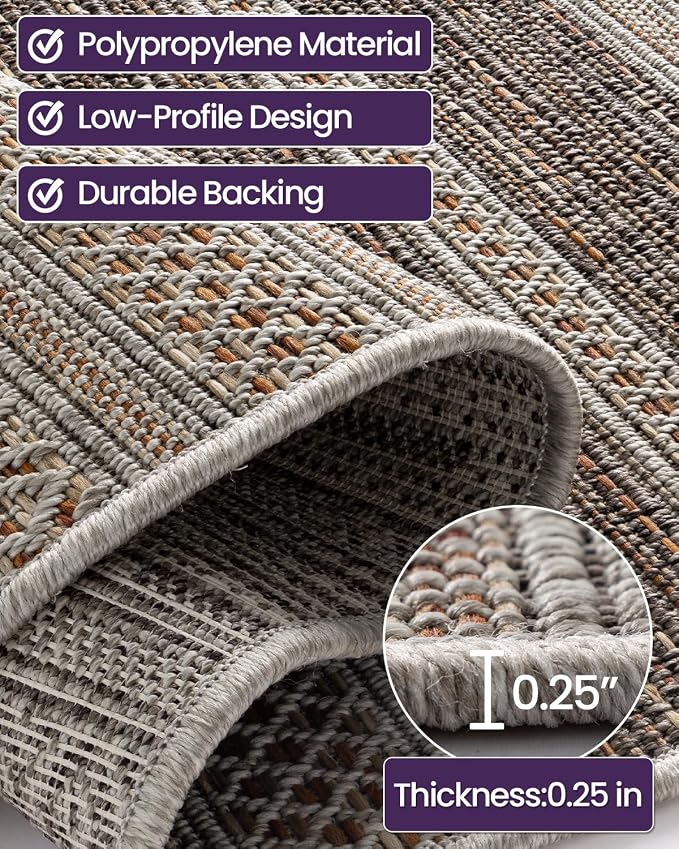 DEXI Dirt Trapper Door Mat, 48x72 Washable Doormat, Dirt Resistant and Absorbent, Easy Clean Low-Profile Floor Rugs for Entryway, Front Door, and Inside Entrance, Striped Brown - Image 7
