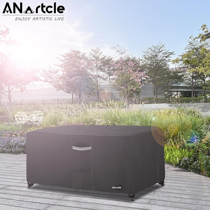 ANartcle Patio Coffee Table Cover, 600D Waterproof Heavy Duty Rectangular Outdoor Table Cover,Patio Furniture Covers,48 x 28 x 16 inch,Black - Image 5