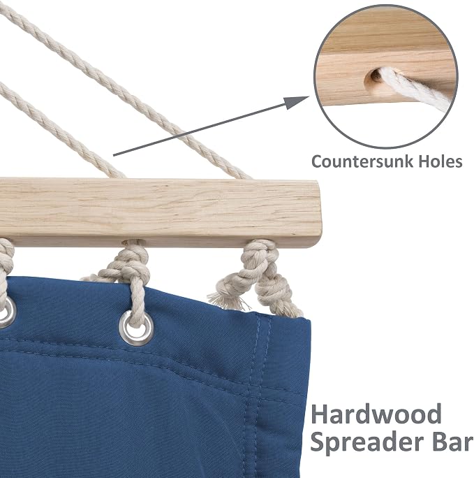 SUNCREAT Extra Large Hammocks for Outside, Heavy Duty Hammocks with Stands Included, Navy - Image 5