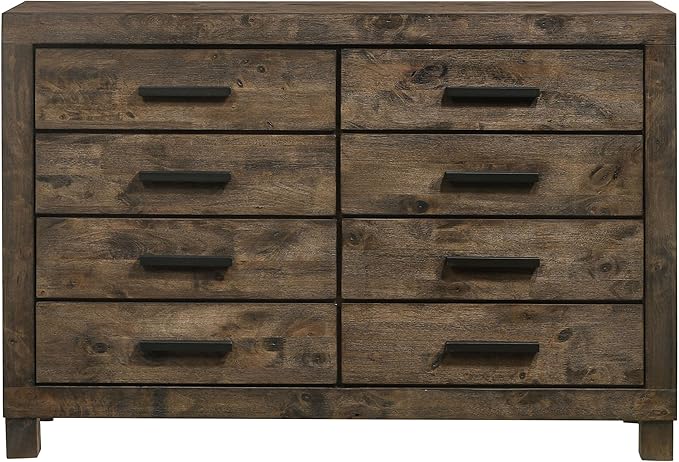 Coaster Home Furnishings Woodmont Farmhouse 4-Piece Bedroom Set Eastern King Size Storage Panel Bed Frame 54-inch Headboard Rustic Golden Brown 222631KE-S4
