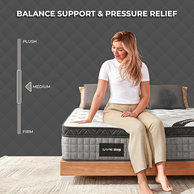 Sayre 10 Inch Full Memory Foam Mattress in a Box – Premium Cooling Gel Foam, Pressure Relief, Motion Isolation, CertiPUR US & Oeko TEX Certified, Made in USA (75" L x 54" W x 10" Th)