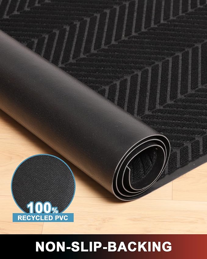 Front Door Mat Indoor Outdoor Entrance, 4' x 12' Heavy Duty Doormat for Entryway, Absorbent Low Profile Welcome Mats Non-Slip, Trap Dirt Durable Mats for Home, Patio, Garage - Image 3