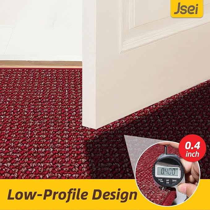 JSEI Dirt Trapper Door Mat 24"x60" Non-Slip Washable Entrance Mat, Dog Doormats, Absorbent & Fade-Resistant Floor Mats, Low Profile Welcome Mats for Entryway, Front Door, and Inside Entrance, Red - Image 8