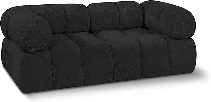 Meridian Furniture 611Black-S68A Ames Collection Modern | Contemporary Modular Sofa with Rich Black Boucle Fabric, Modular to Create Infinite Configurations, 68" W x 34" D x 28" H, Black