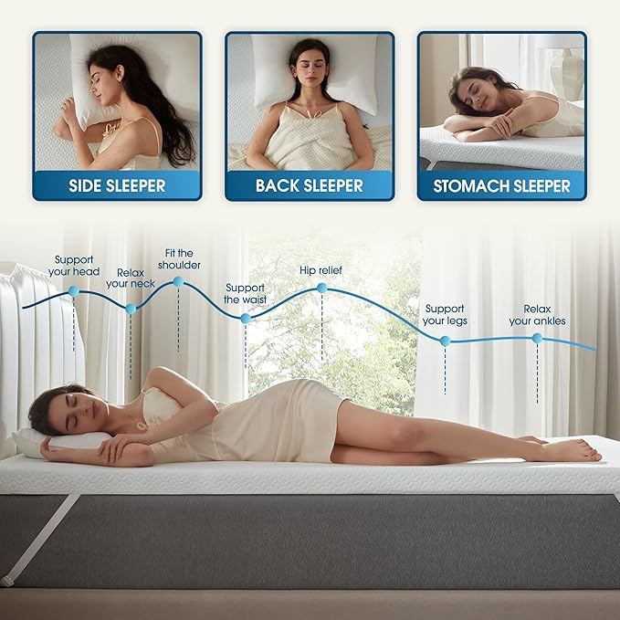 3 Inch Gel Memory Foam Mattress Topper Twin, Cooling Gel Bed Topper for Pressure Relief, High Density Sleep Comfort with Removable & Washable Bamboo Cover