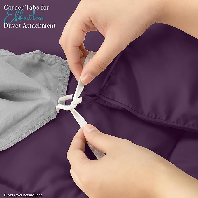 Utopia Bedding Twin Comforter Duvet Insert, Quilted Plum Comforter with Corner Tabs, Box Stitched Down Alternative Comforters Twin Size 64 x 88 inches