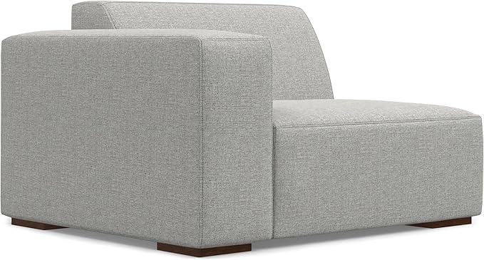 SIMPLIHOME Rex Left-Arm Sofa Module in 100% Recycled Polyester Tightly Woven Performance Fabric, Pale Grey, 44-inches Wide, Handcrafted Modern-Style Left-Arm Accent Chair for Living Room