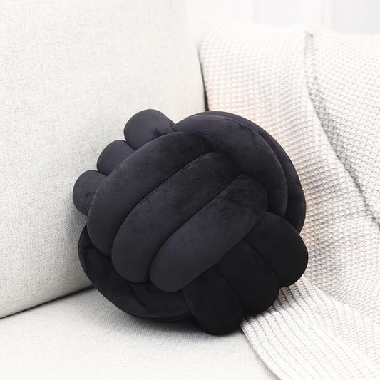 Petrella Knot Pillow Throw Pillows Ball Round Cute Throw Pillows Home Decor Cushion Decorative Aesthetic Spandex,Black 11inch