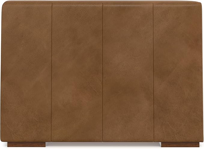 SIMPLIHOME Rex Corner Sofa Module in Full-Grain Genuine Leather, Caramel Brown, 38-inches Wide, Handcrafted Modern-Style Corner Accent Chair for Living Room and Family Room