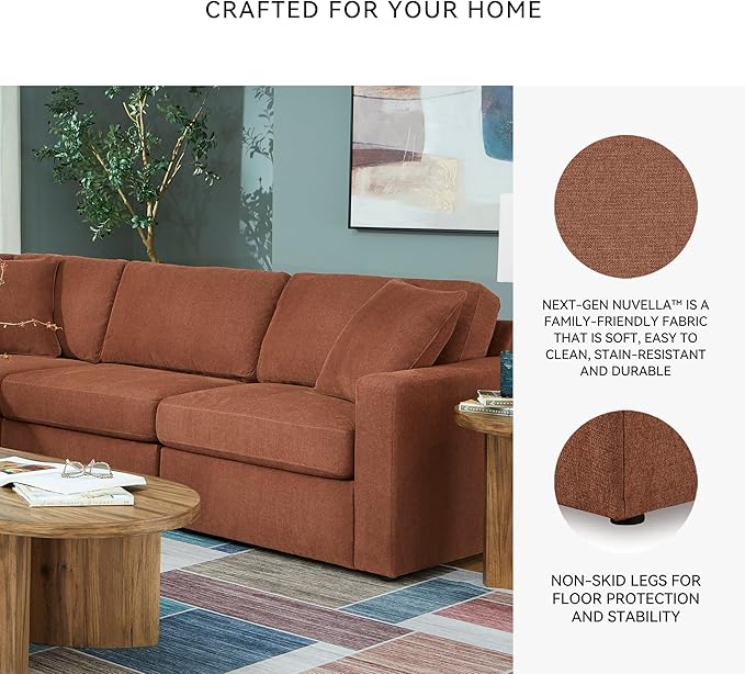 Signature Design by Ashley Casual Modmax Stain Resistant U-Shape Right-Arm Facing 6-Piece Sectional with Chaise and Reversible Cushion, Orange