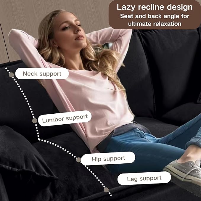 143-Inch U-Shaped Sectional Cloud Sofa Oversized Modular 6 Seaters Sofa Couch with 2 Ottoman Chaise and Pillow Armrest, Chenille Upholstered Convertible Cloud Couch