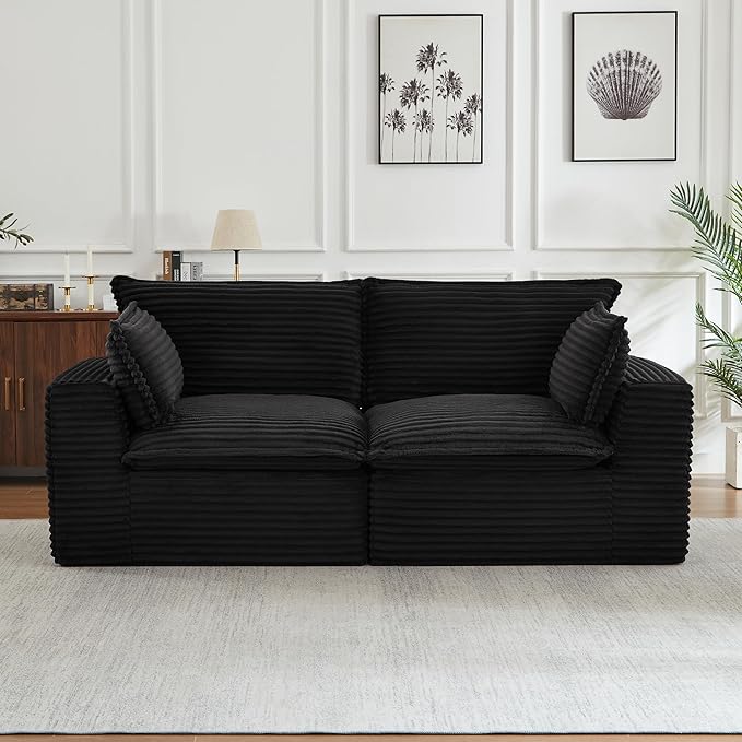 78.8" Cloud Loveseat Boneless Sofas for Living Room, 2 Seaters Modular Foam Cloud Sofa Couches, 2 Seat Compression Foam Couch with Headrests, No Assembly Required