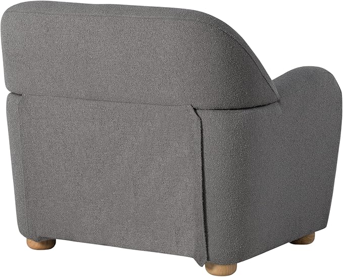 Studio Living® Jennifer 36.6" Arm Chair, Modern Style, Pocket Coil Comfort, Natural Wood Legs, Boucle Fabric, Gray