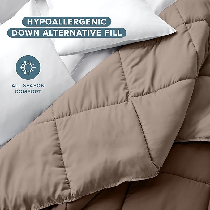 Bare Home California King Comforter - Reversible Colors - Goose Down Alternative - Ultra-Soft - Premium 1800 Series - All Season Warmth - Bedding Comforter (California King, Cocoa/Taupe)