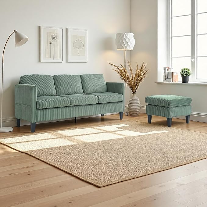 L Shaped Couch with Storage Ottoman, Sectional Couches with Reversible Chaise, Convertible Sleeper Sofa Bed for Living Room, Lounge Sectional Couch for Apartment and Small Spaces, Green
