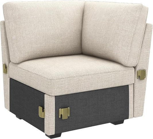 HONBAY Corner Seat for Sectional Sleeper Sofa, Corner Module for Modular Sleeper Couch with Pull Out Bed, Beige