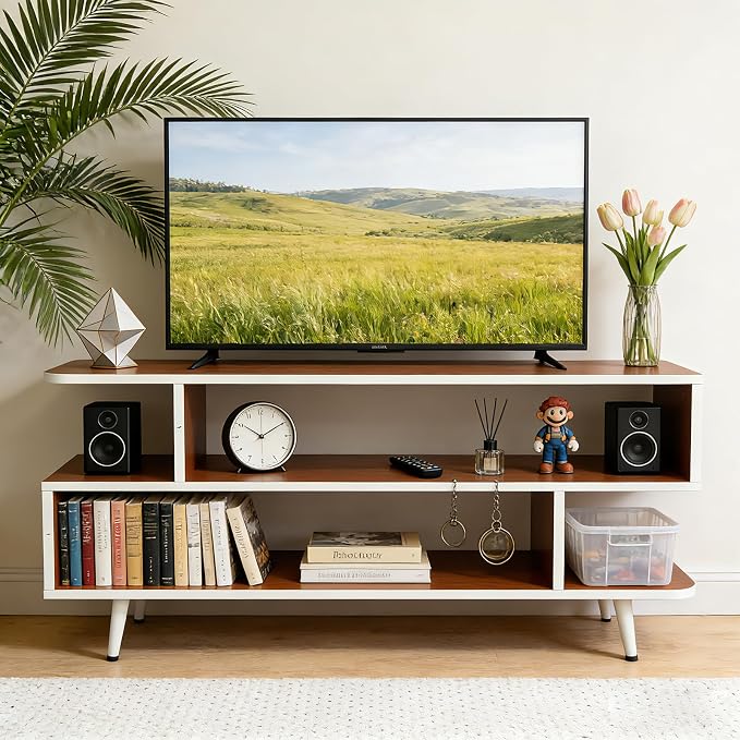 Lightdot TV Stand for TVs up to 45'', Modern Entertainment Center with 3 Storage Open Large Capacity for Collection, Media Console Table for Living Room/Entrance/Sofa Cabinet,Easy Assembly-Red Walnut - Image 8