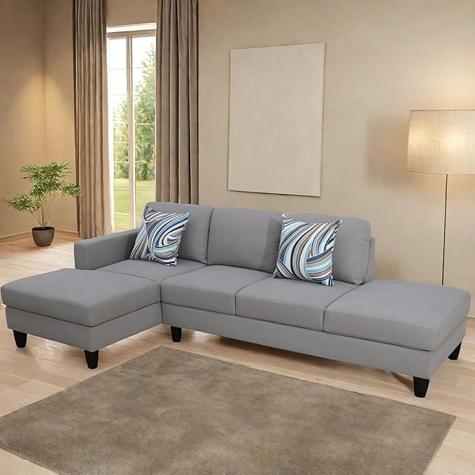 101 Inch LSectional Couches for Living Room Furniture Sets, 4 Seat Modular Sectional Sofas with Removable Chaise, L Shaped Couch Set with 2 Armrest for Apartment, Light Grey