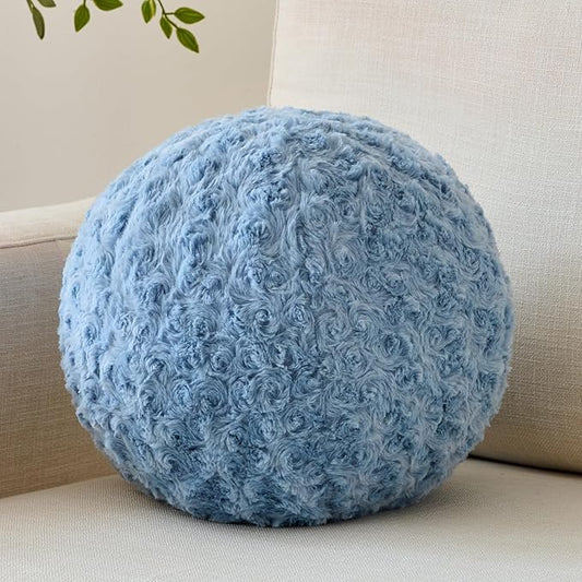 Ball Pillow, Decorative Round Pillow for Couch n, Circle Throw Pillows, Perfect Ball Pillows for Couch, Stylish Decorative Pillows, Versatile Round Throw Pillow (Grey Blue, Mini-8.6 Inches)