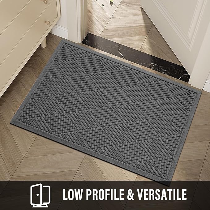 HIYARD Sturdy Front Door Mat, Absorbent Muddy Dirt Resist Welcome Door Mats Outdoor Indoor, Stain and Fade Resistant, Non-Slip Rubber Backing Low Profile Doormat for Entryway, 60×36, Charcoal - Image 6