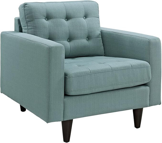 Modway EEI-1013-LAG Empress Mid-Century Modern Upholstered Fabric Armchair in Laguna