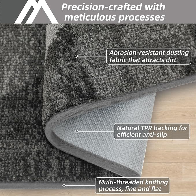 COSY HOMEER Entryway Rugs Doormat 20"x32", Non-Slip Absorbent Polyester, Washable Rugs for Front Door, Dirty Paws & High Traffic Areas, Gray - Image 3