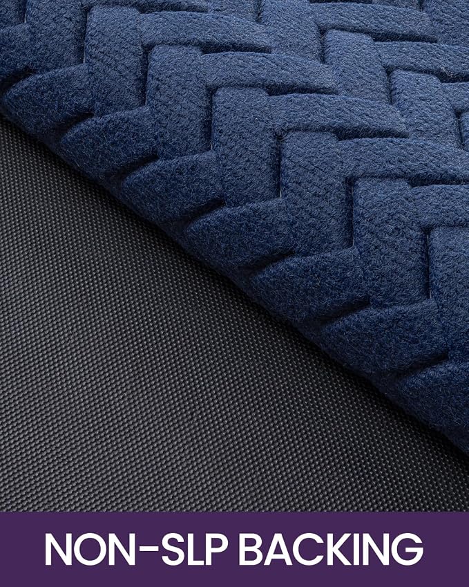 DEXI Front Door Mat Outside Entrance, 3x5 ft Large Non Slip Entry Doormat Dirt Trapper with Rubber Back, Low Profile Ultra Absorbent Welcome Mats for Inside House Home Patio Entryway, Wave Navy - Image 5