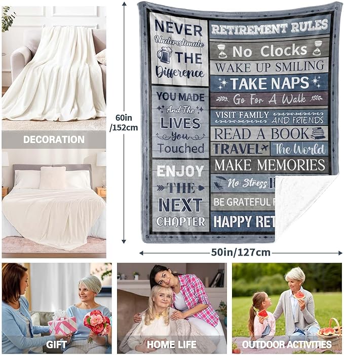 Retirement Gifts for Men/Women 2026, Funny Retirement Gifts for Men, Mens Retired Gifts Blanket, Leaving Farewell Going Away Gift for Coworker Teacher Dad Throws Blankets 60"x50"