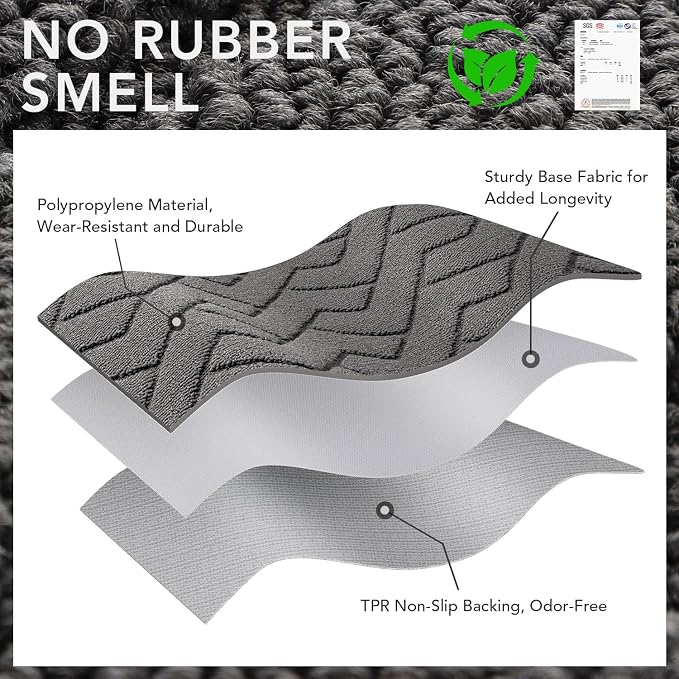 hicorfe Indoor Door Mat,Non Slip Door Mats,32"x48" Front Back Door Mat Rubber Backing,Absorbent Resist Dirt Entrance Inside Floor Mats for Entryway Washable Low-Profile(Grey) - Image 7