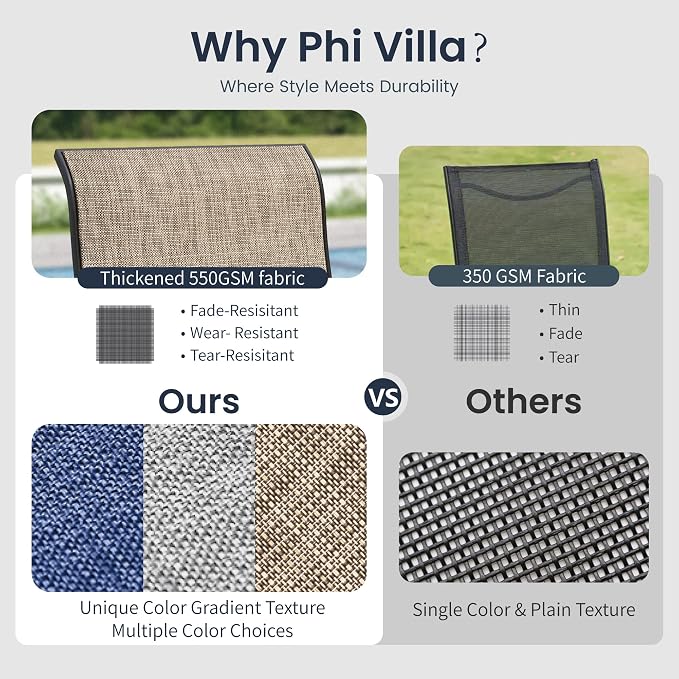 PHI VILLA 7 PCS Patio Dining Set, Rectangle Metal Table with 1.57" Umbrella Hole and 6 High Back Textilene Swivel Chairs, Suitable for All Weather - Image 4