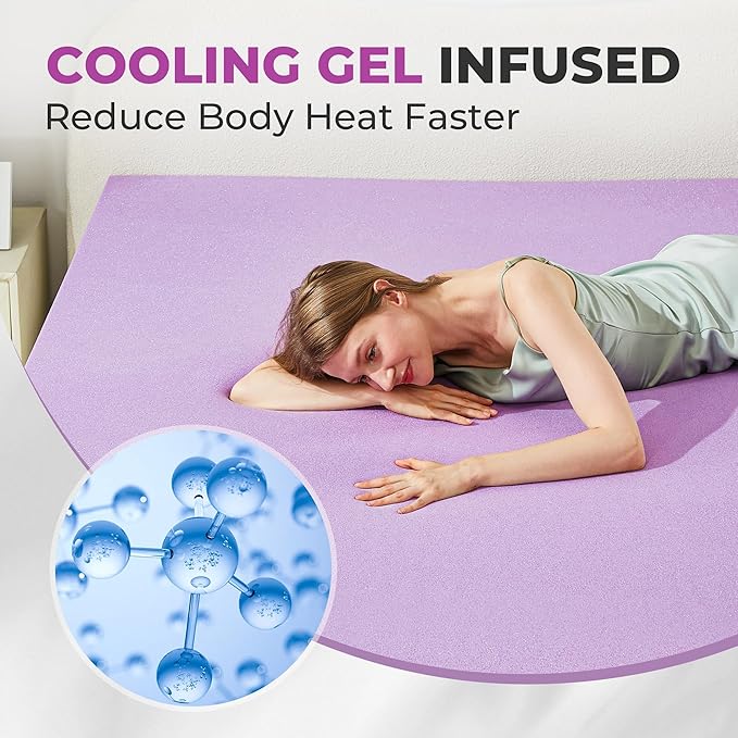 BDEUS 2 Inch Gel Memory Foam Mattress Topper Ventilated Soft Pressure Relieve Mattress Pad, Breathable Bed Topper, CertiPUR-US Certified, Full Size