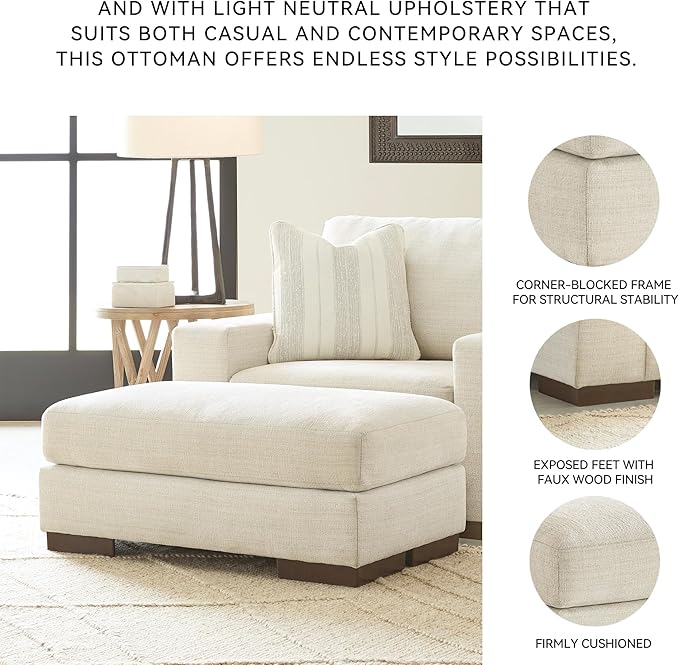 Signature Design by Ashley Maggie Contemporary Accent Ottoman, Off White