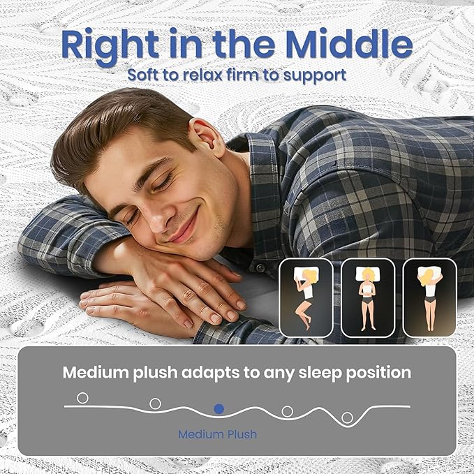 King Mattress 14" Hybrid Mattress - Medium-Plush Support - Made in USA - Individually Pocketed Coils & CertiPUR-US Foam - Fiberglass-Free - Bed in a Box