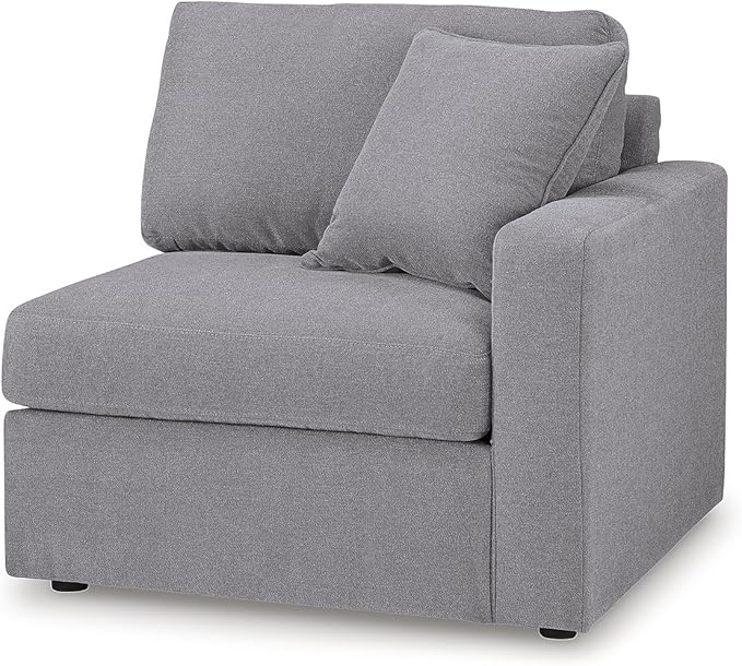 Signature Design by Ashley Modmax Contemporary Stain Resistant Left-Arm Facing 6-Piece Sectional with Audio Console, Armrest, Throw Pillows, Reversible Cushions and USB Port, Gray