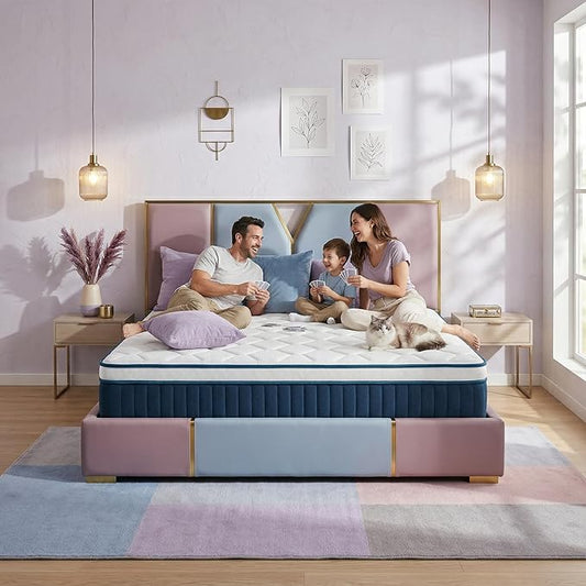 King Size Mattress - 12 Inch King Mattress- Hybrid Memory Foam Mattress,Pressure Relief, Cooling Breathable Cover, CertiPUR-US Certified, Bed-in-a-Box