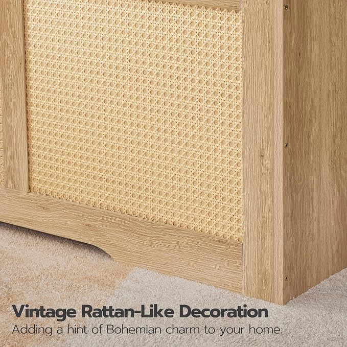 HOOBRO Storage Bench, 39.3" Toy Box, Rattan-Like Storage Chest, Sturdy Entryway Bench Supports 220 lb, Toy Chest, Safety Hinge, U-Shaped Opening, Easy Assembly, Natural NL11CW01 - Image 7