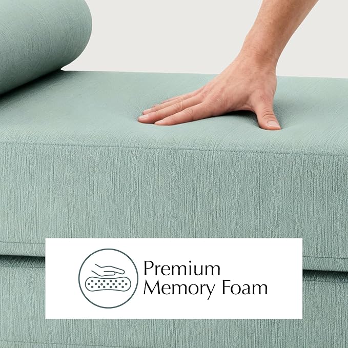 Jaxx Alon Daybed - Fold-Out Sleeper Chaise with Premium Memory Foam Queen-Size Mattress - Made in The USA - Camel