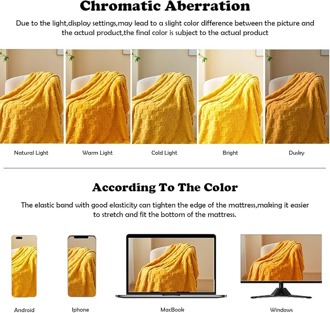 NEWCOSPLAY Super Soft Twin Blanket Mustard Yellow Premium Silky Flannel Fleece 3D Checkered Lightweight Bed Blanket All Season Use (Mustard Yellow Checkered, Twin(60"x80"))