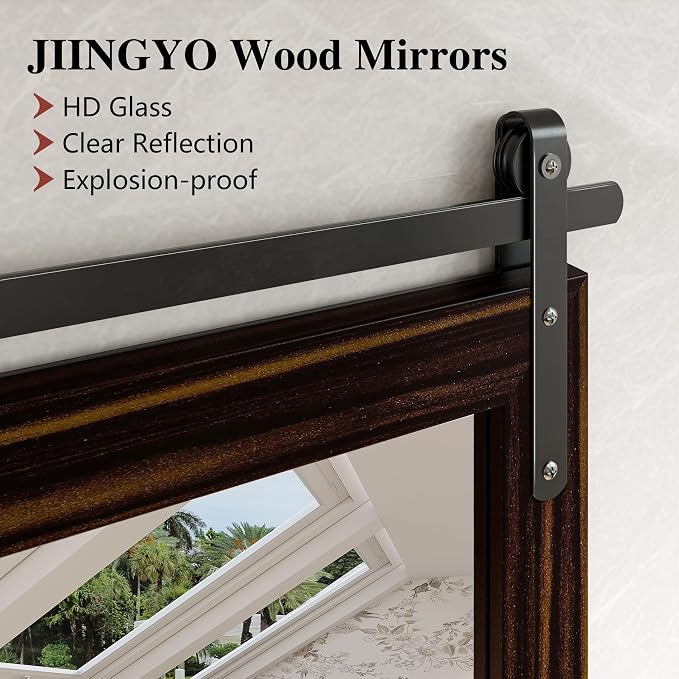 Farmhouse Bathroom Mirror, 28x36 Inch Black Brown Vanity Mirror for Wall, Wood Framed Rustic Mirror Rectangular Wall Decor Mirrors for Entryway Living Room Bedroom - Image 3