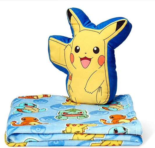Northwest Pokemon Blanket and Hugger Set, Cute Pikachu, Super Soft Silk Touch Throw, 50x60 Inches