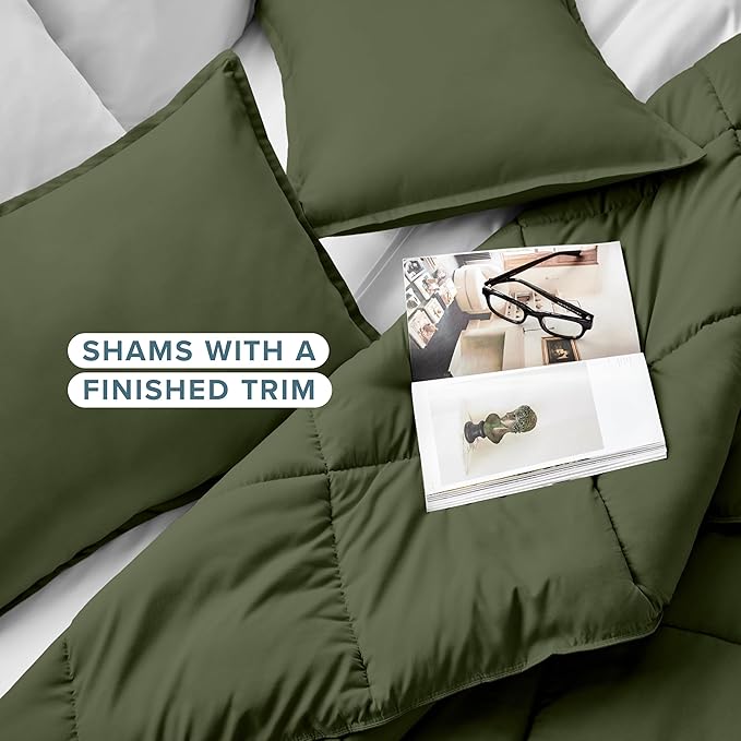 Bare Home Comforter Set - King/California King Size - Ultra-Soft - Goose Down Alternative - Premium 1800 Series - All Season Warmth (King/Cal King, Cypress Green)