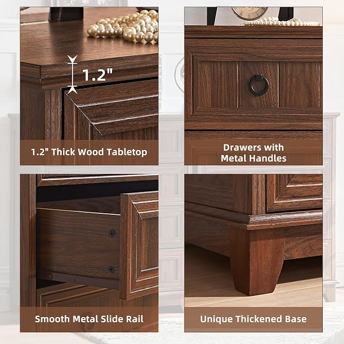 Joaxswe Farmhouse 4 Drawer Dresser for Bedroom, 35" Tall Small Dressers & Chest of Drawers, Rustic Wood Dresser with Metal Handle, Storage Organizer Closet for Living Room, Hallway, Entryway - Image 4