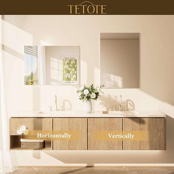 TETOTE Frameless Vanity Mirror 40" x 24" Large Bathroom Mirror for Wall, Bathroom, Living Room, Bedroom, Entryway, Gym, Yoga, Horizontally or Vertically - Image 6