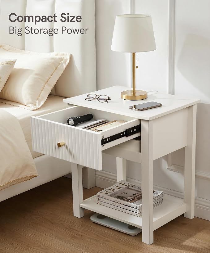 Night Stand with Gun Drawer, White Wood Bedside Table, Modern Farmhouse Side Table Bedroom Gun Safe with Hidden Compartment, Handgun Safe for Nightstands Simple Aesthetic End Table - Image 7