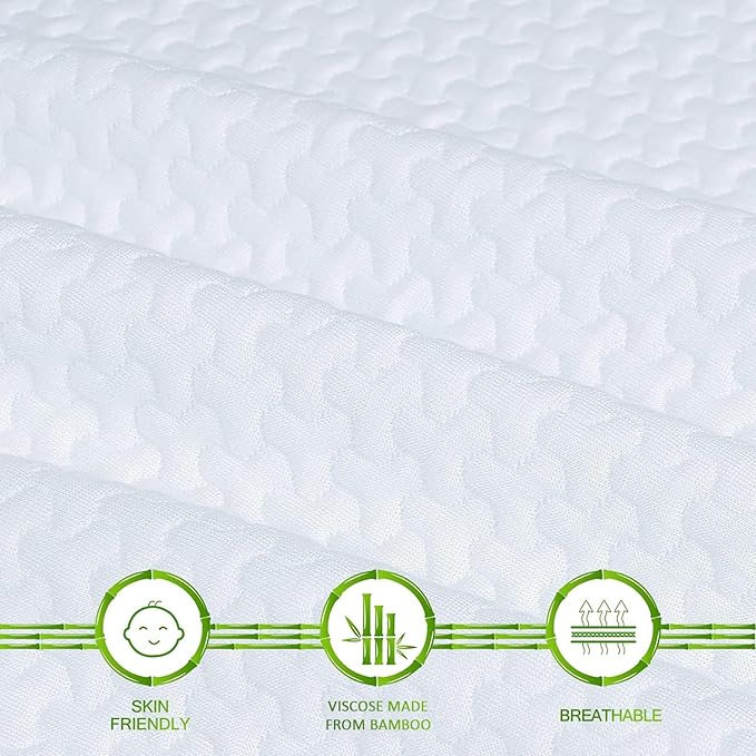 3 Inch Mattress Topper Cover Full (Only Cover) Cooling Rayon Zippered Cover for Mattress Topper with Adjustable Straps for Latex Memory Foam Mattress Cover